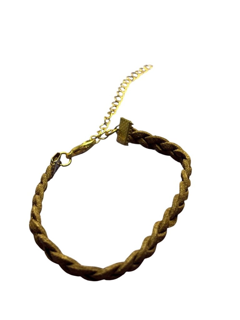 Faux Leather Brown Braided Bracelet Glitter 7.25 - 10.25 inches Long